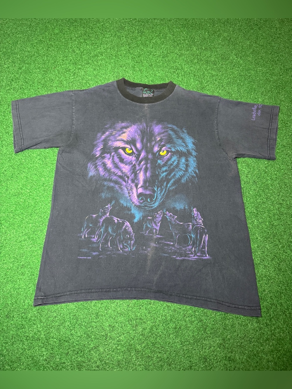 Wolf Nature Habitat Vintage T Shirt Large 90s Black Faded Wolf Pack Grail